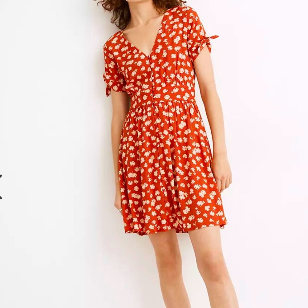 Madewell Button Front tie sleeve retro dress (22w)